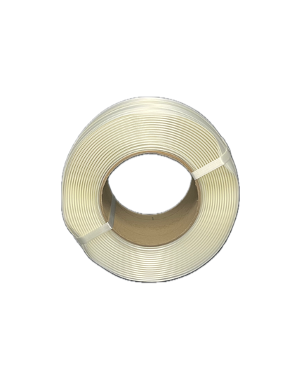 Spool of white thread on a white background