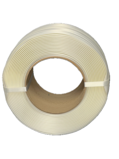 Spool of white thread on a white background
