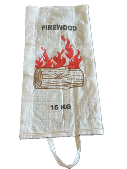 Gusseted Firewood Bag with Handles – 37 + 10 × 80 cm White Woven Polypropylene