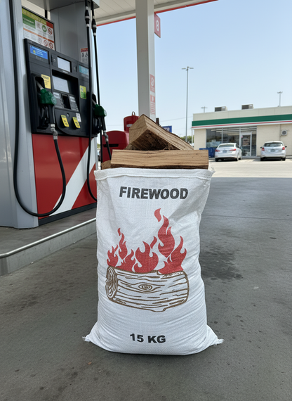 Gusseted Firewood Bag with Handles – 37 + 10 × 80 cm White Woven Polypropylene