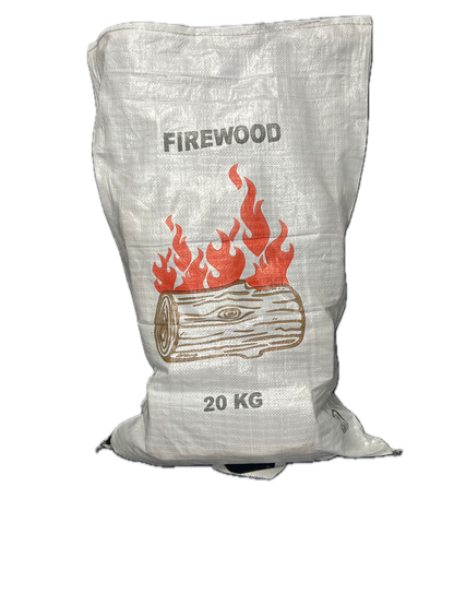 Firewood Bag with Handles – 56 × 91 cm White Woven Polypropylene