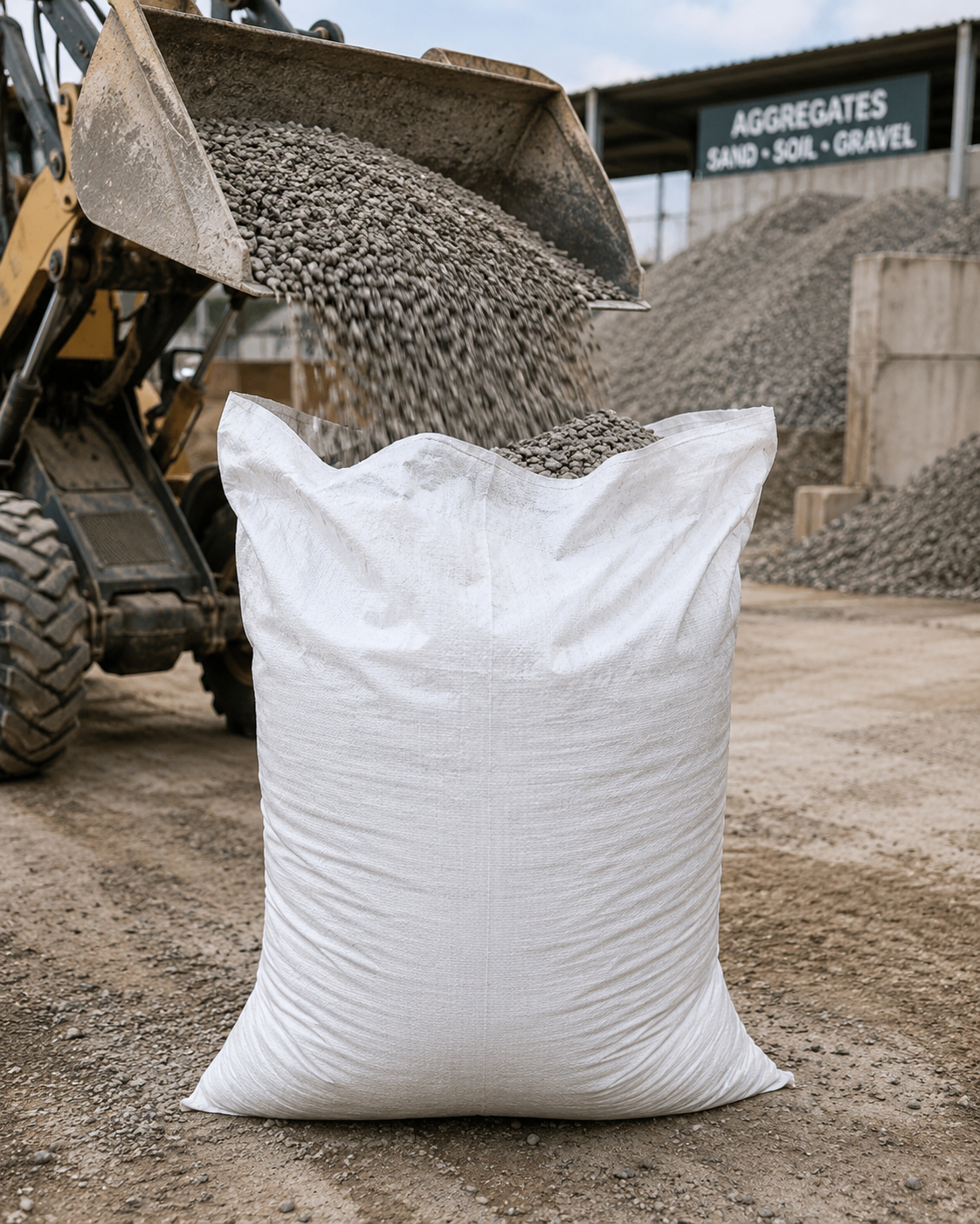 Woven polypropylene chaff bag, front view, empty and laid flat, measuring 65x112 cm