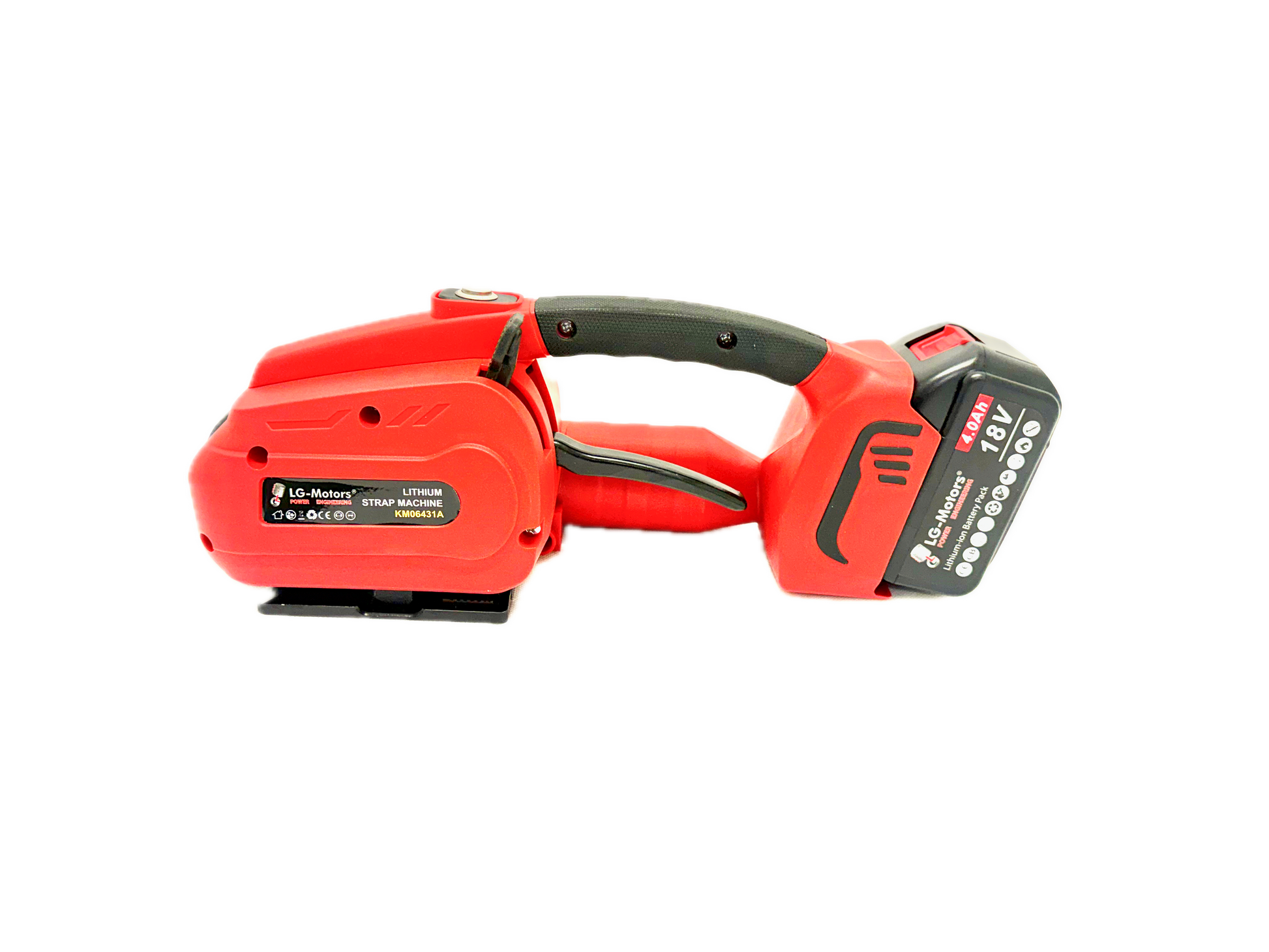 KM06431A battery-powered strapping machine, label and battery view