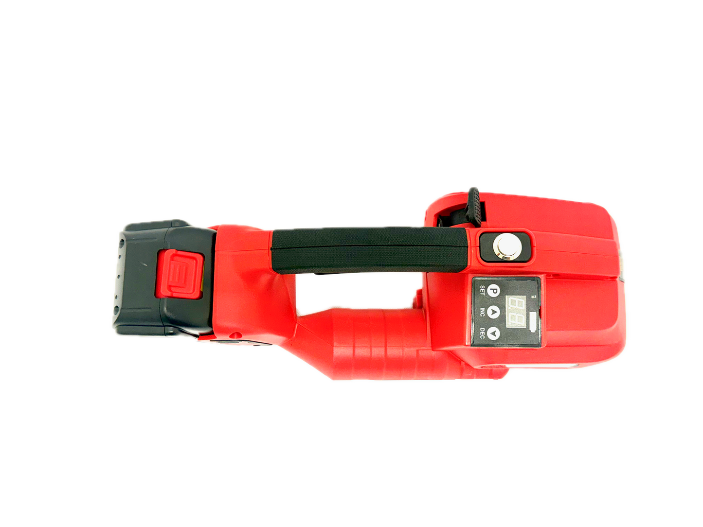 KM06431A battery-powered strapping machine, side view