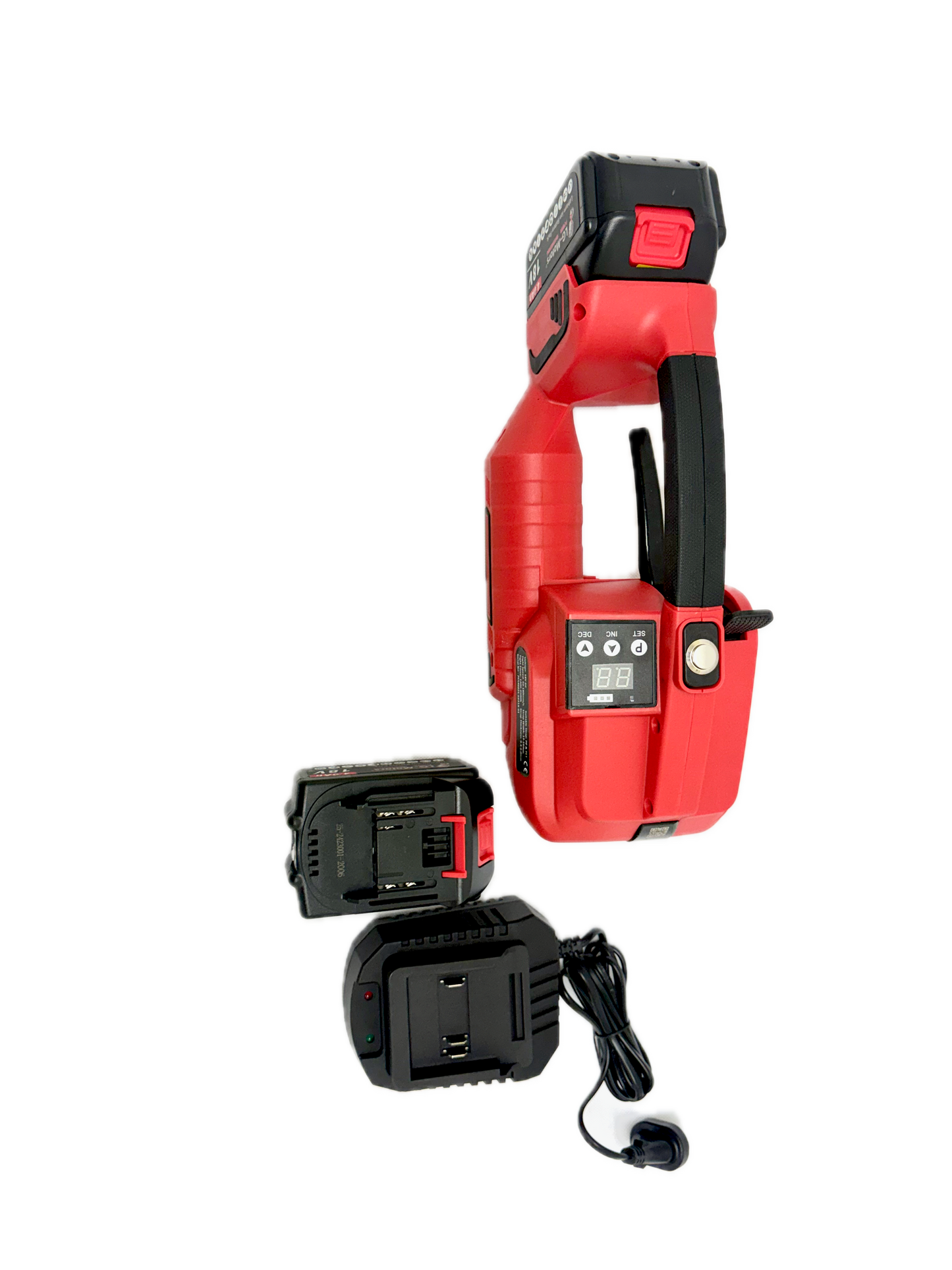 KM06431A battery-powered strapping machine with battery and charger