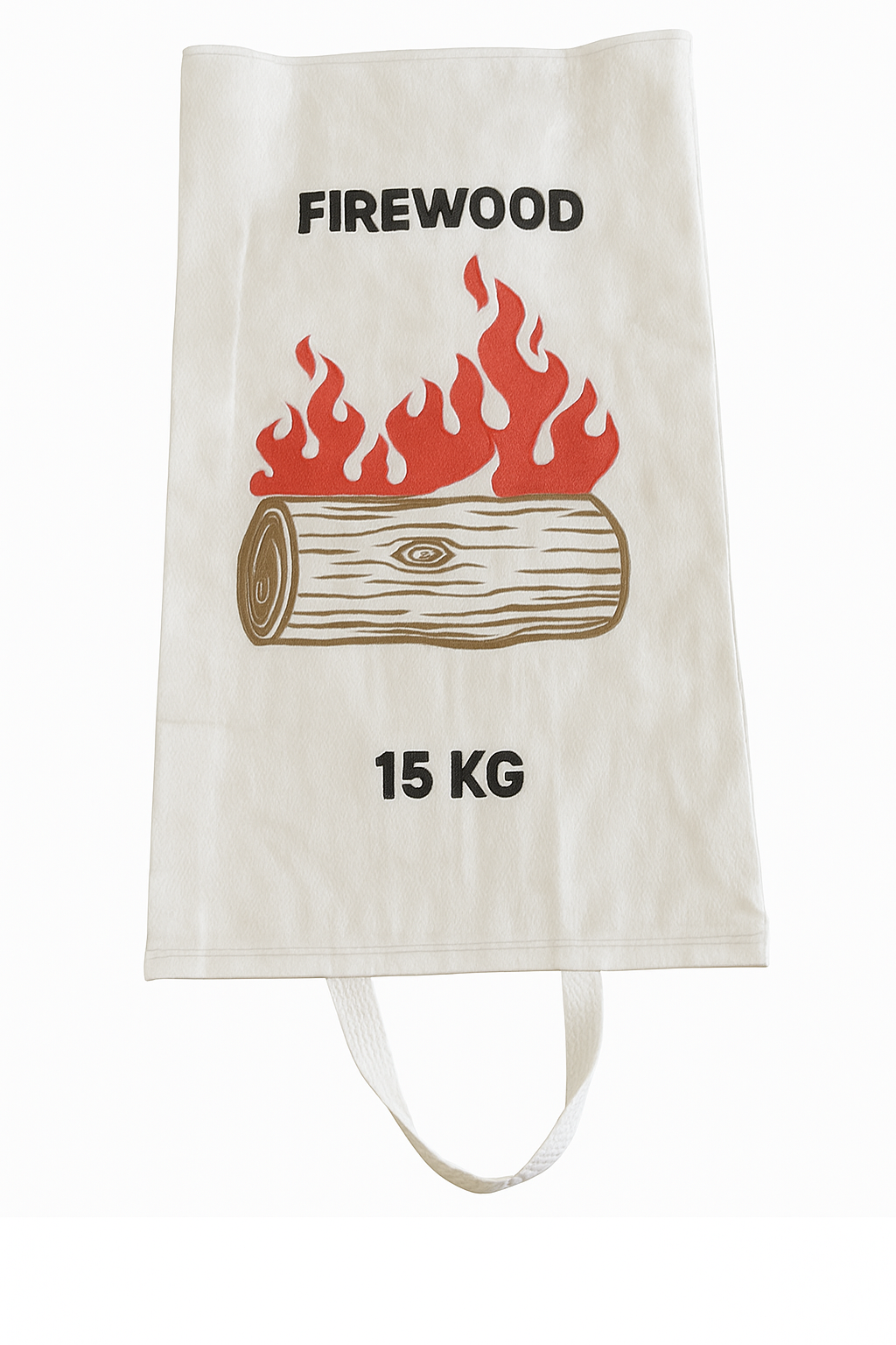 Gusseted Firewood Bag with Handles – 37 + 10 × 80 cm White Woven Polypropylene