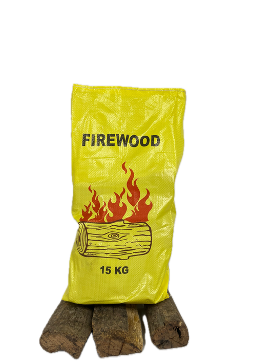 Woven Polypropylene - Printed Firewood Bag Yellow - (38 CM + 12 CM) x 86 CM