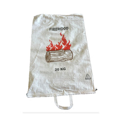 Firewood Bag with Handles – 56 × 91 cm White Woven Polypropylene