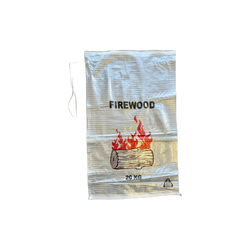 WOVEN POLYPROPYLENE - PRINTED TRANSPARENT FIREWOOD BAG with Tie-ups - 56 X 91CM