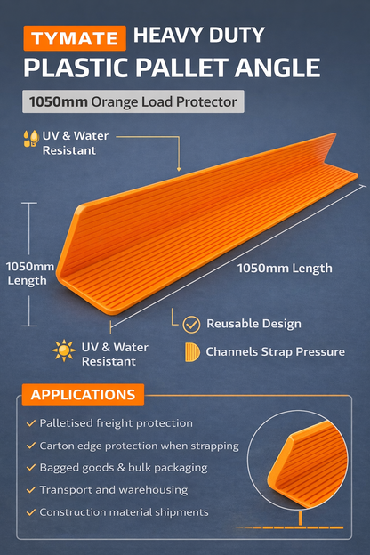 TYMATE Heavy Duty Plastic Pallet Angle 1050mm – Orange Load Protector