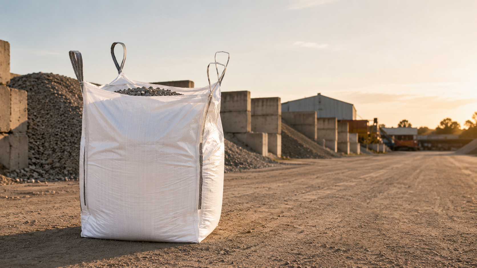 Front view of 1.0 Tonne U Panel FIBC bulk bag, open top and closed bottom, on a neutral background