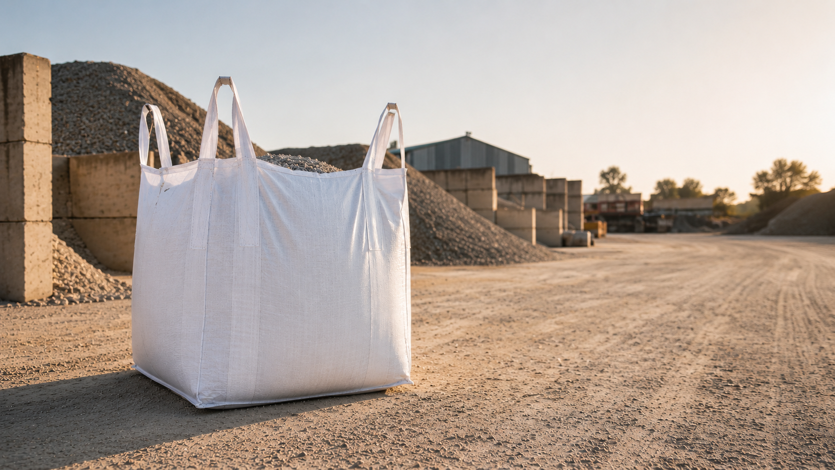 Front view of 1.0 Tonne FIBC bulk bag with open top and cross-corner loops
