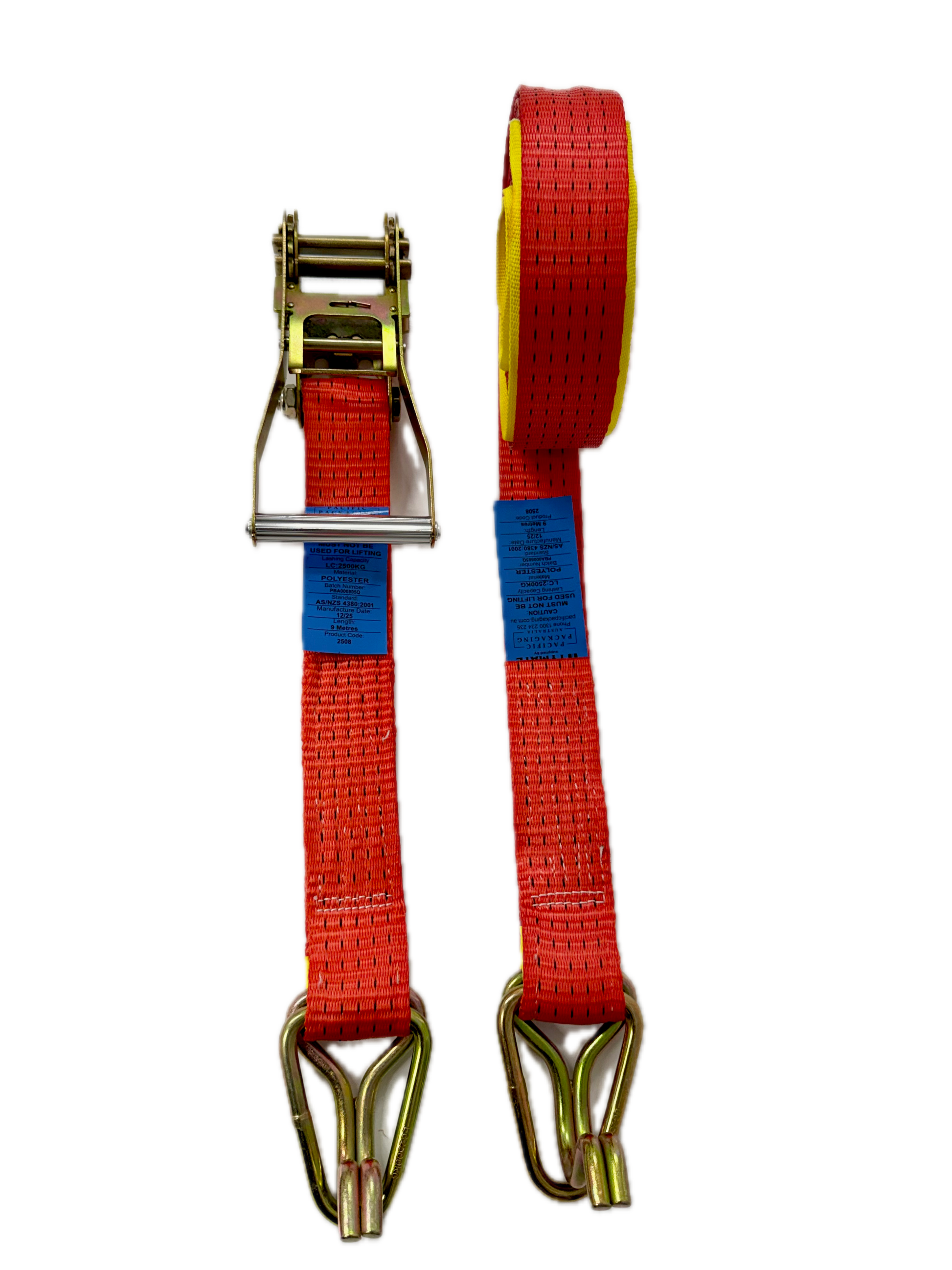 TYMATE Ratchet Tie Down 9m x 50mm LC 2500kg Hook & Keeper – Red