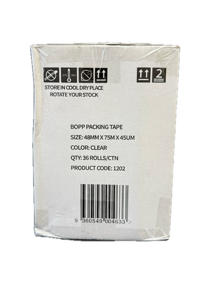 A1 Tapes clear acrylic packaging tape 48mm x 75m x 45UM roll product view on white background