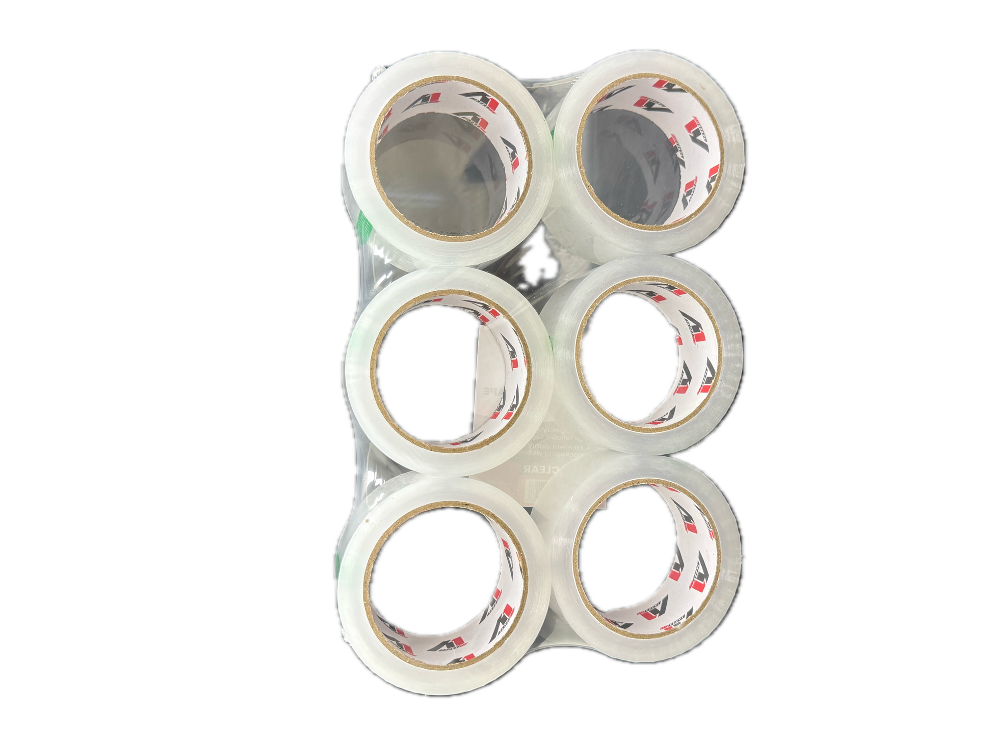 A1 Tapes clear acrylic packaging tape 48mm x 75m x 45UM angled product view on white background