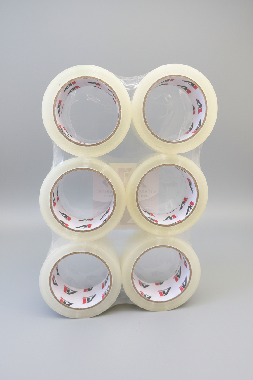 A1 Tapes clear acrylic packing tape 48mm x 75m x 50um side product view on white background