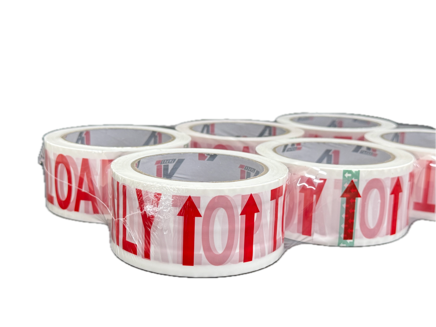 A1 Tapes Top Load Printed Tape Red/White 48mm x 66m x 50um, 36 Rolls/Carton