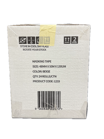 A1 Tapes Beige Masking Tape 48mm x 50m x 130um, 24 Rolls/Carton