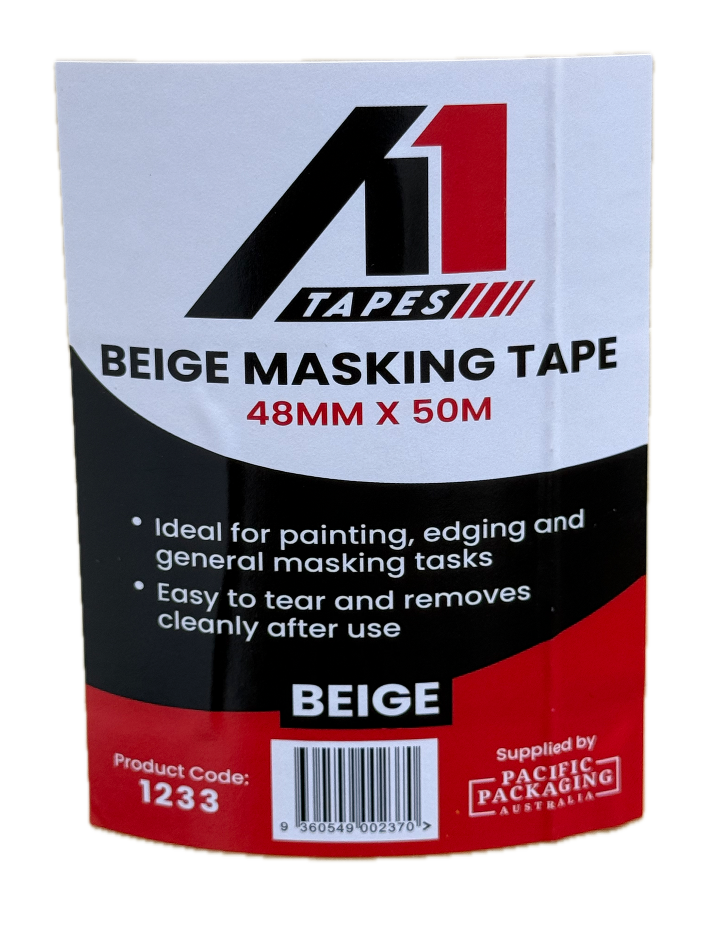 A1 Tapes Beige Masking Tape 48mm x 50m x 130um, 24 Rolls/Carton