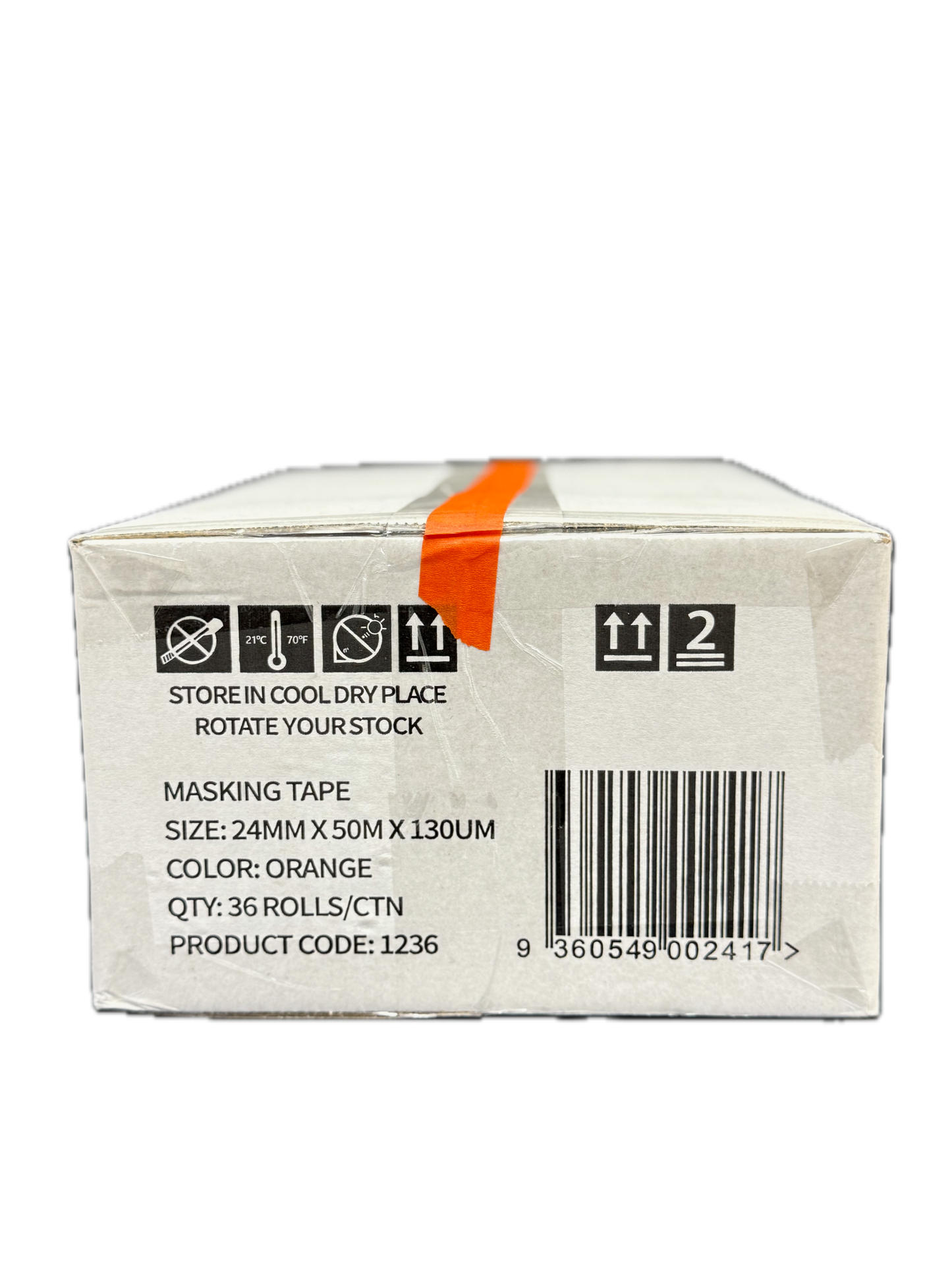 A1 Tapes Orange Masking Tape 24mm x 50m x 130um, 36 Rolls/Carton