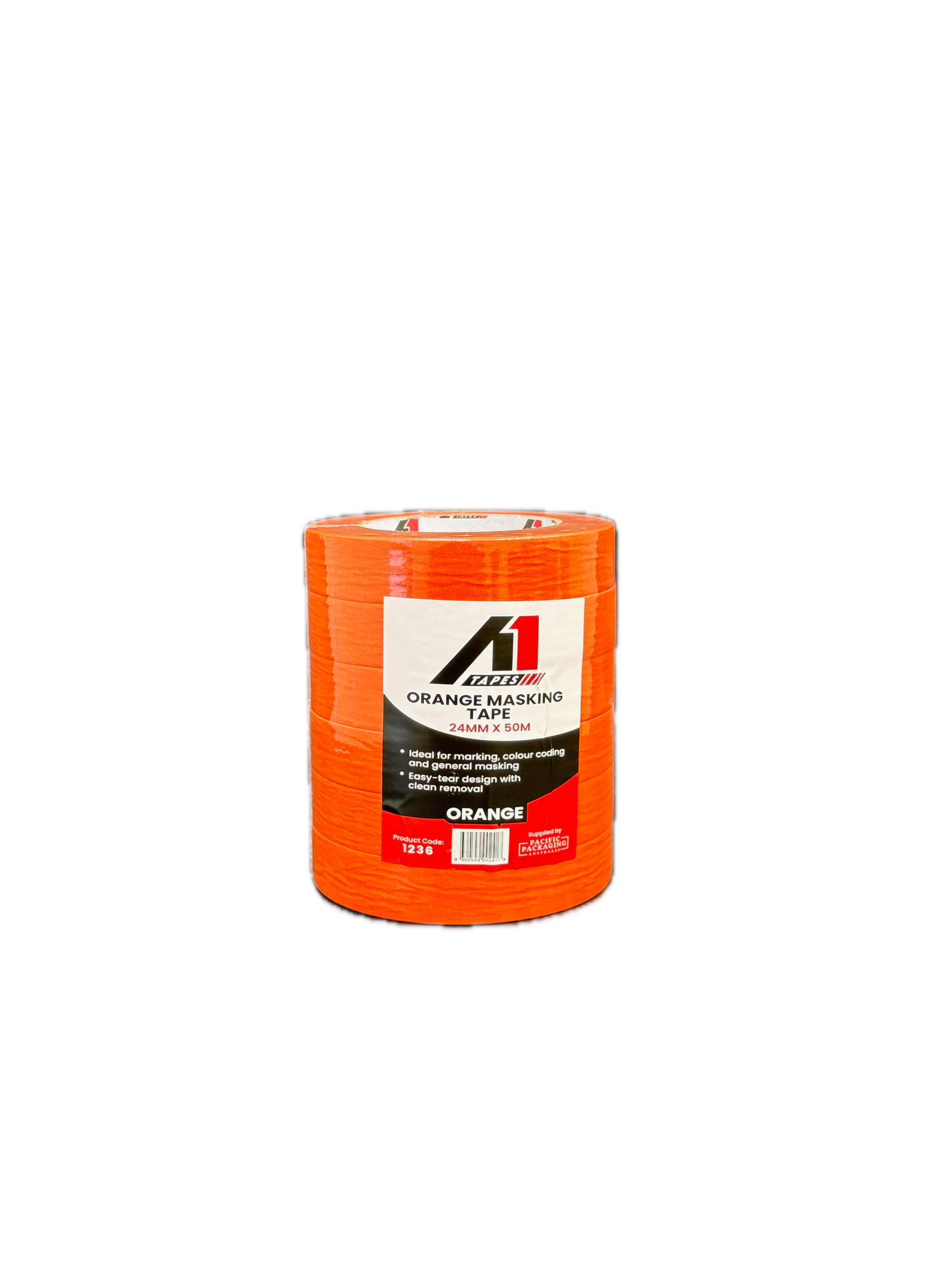 A1 Tapes Orange Masking Tape 24mm x 50m x 130um, 36 Rolls/Carton