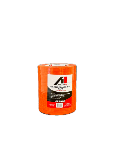 A1 Tapes Orange Masking Tape 24mm x 50m x 130um, 36 Rolls/Carton