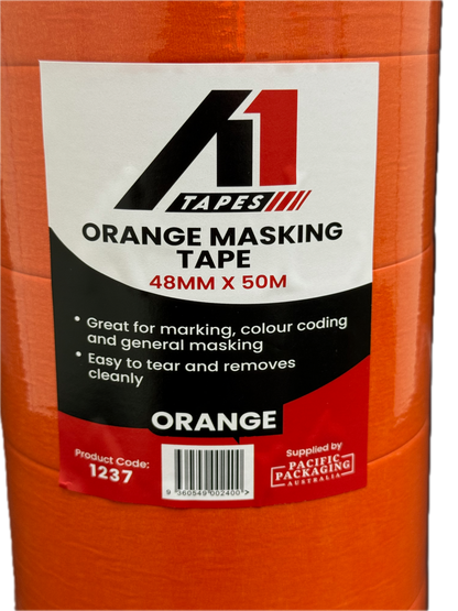 A1 Tapes Orange Masking Tape 48mm x 50m x 130um, 24 Rolls/Carton