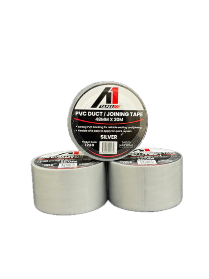 A1 Tapes Silver PVC Duct Tape 48mm x 30m x 130um, 36 Rolls/Carton