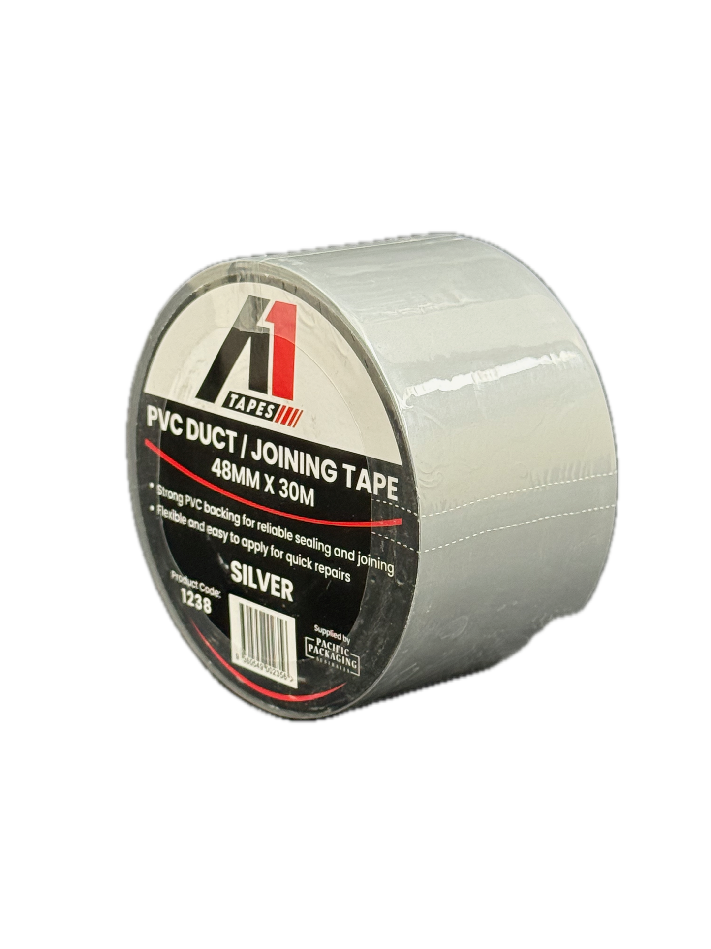 A1 Tapes Silver PVC Duct Tape 48mm x 30m x 130um, 36 Rolls/Carton