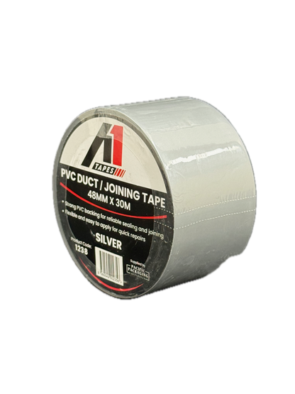 A1 Tapes Silver PVC Duct Tape 48mm x 30m x 130um, 36 Rolls/Carton