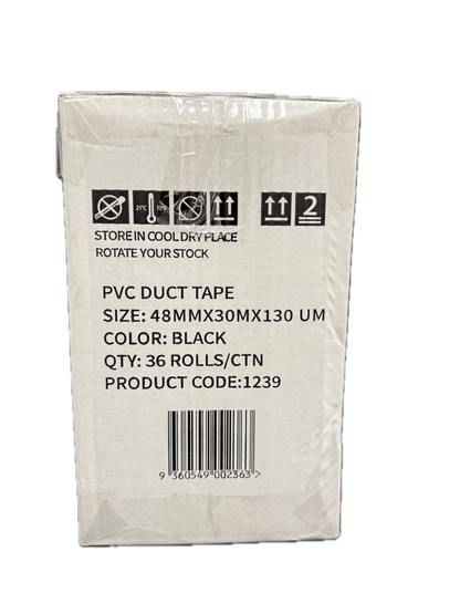 A1 Tapes Black PVC Duct Tape 48mm x 30m x 130um, 36 Rolls/Carton