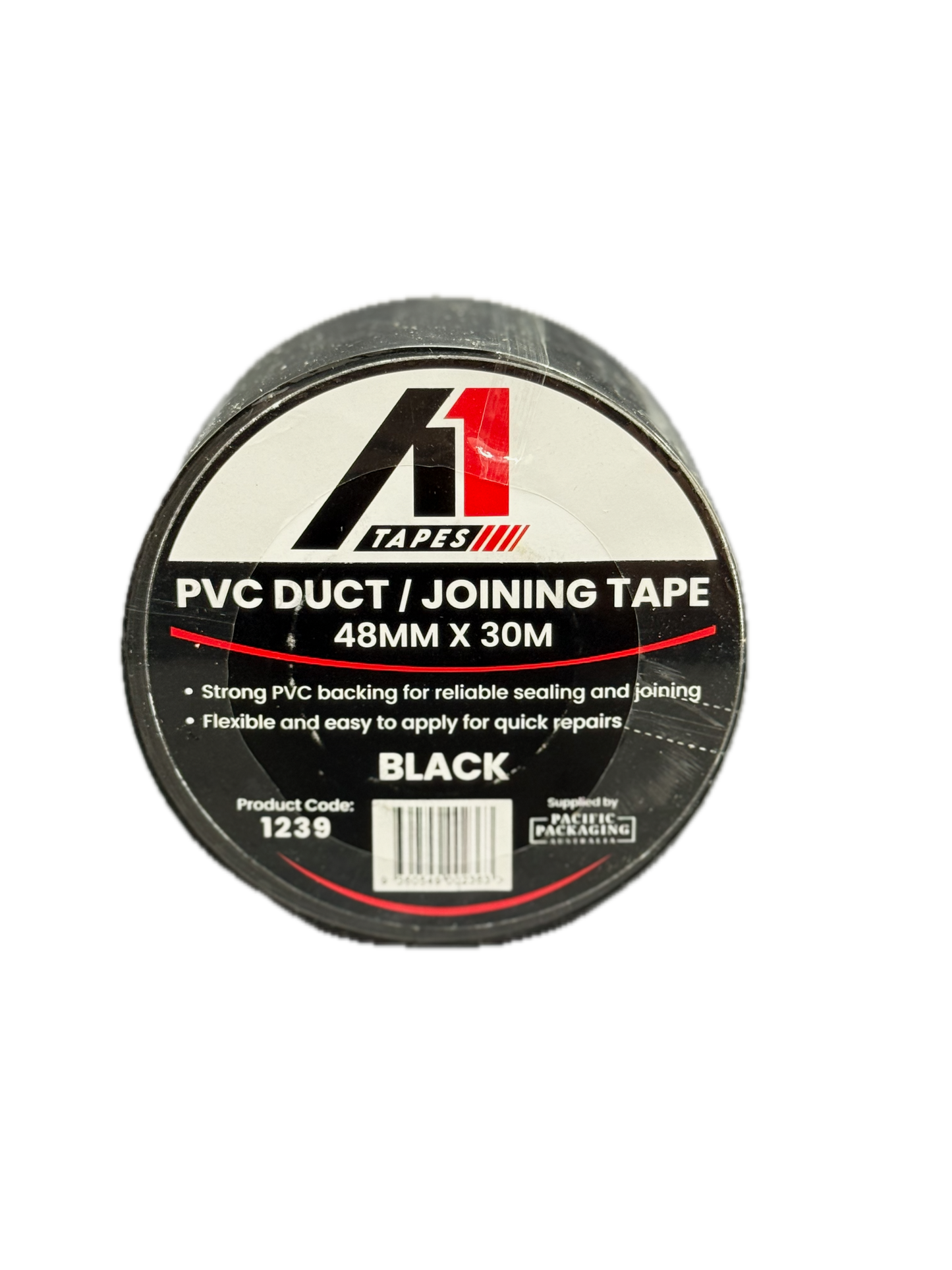 A1 Tapes Black PVC Duct Tape 48mm x 30m x 130um, 36 Rolls/Carton