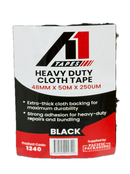 A1 Tapes Black Cloth Tape 48mm x 50m x 250um