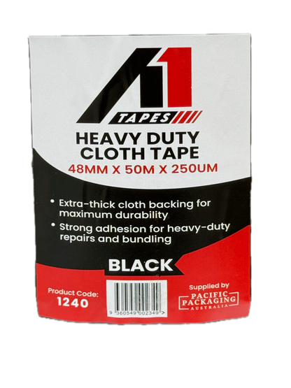 A1 Tapes Black Cloth Tape 48mm x 50m x 250um