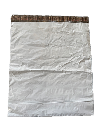 White Courier Air LDPE Bags – 60 Micron – 305 × 394 mm + 50 mm Lip – Single Adhesive (No Pocket)