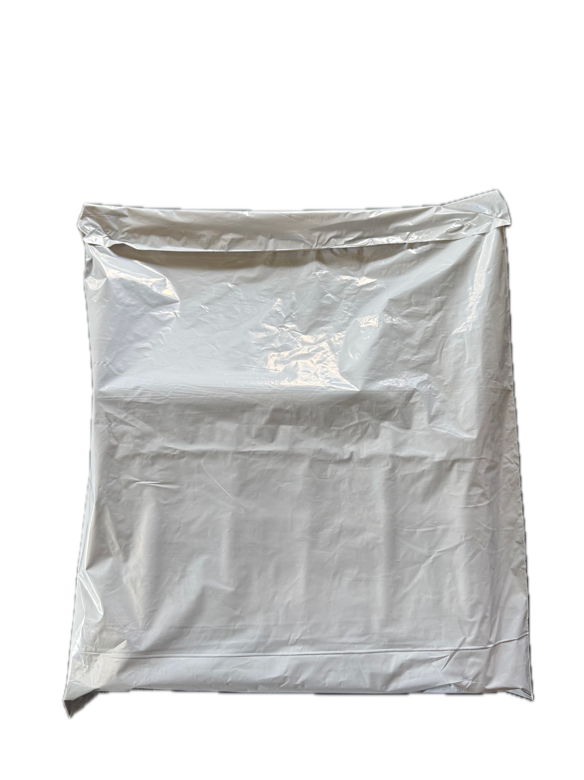 White Courier Air LDPE Bags – 60 Micron – 305 × 394 mm + 50 mm Lip – Single Adhesive (No Pocket)