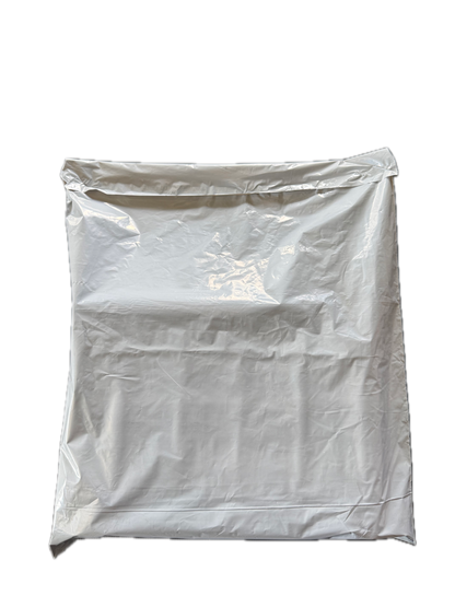 White Courier Air LDPE Bags – 60 Micron – 305 × 394 mm + 50 mm Lip – Single Adhesive (No Pocket)