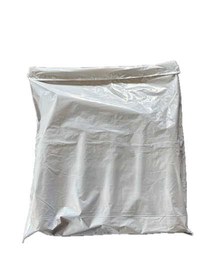 White Courier Air LDPE Bags – 60 Micron – 305 × 394 mm + 50 mm Lip – Single Adhesive (No Pocket)