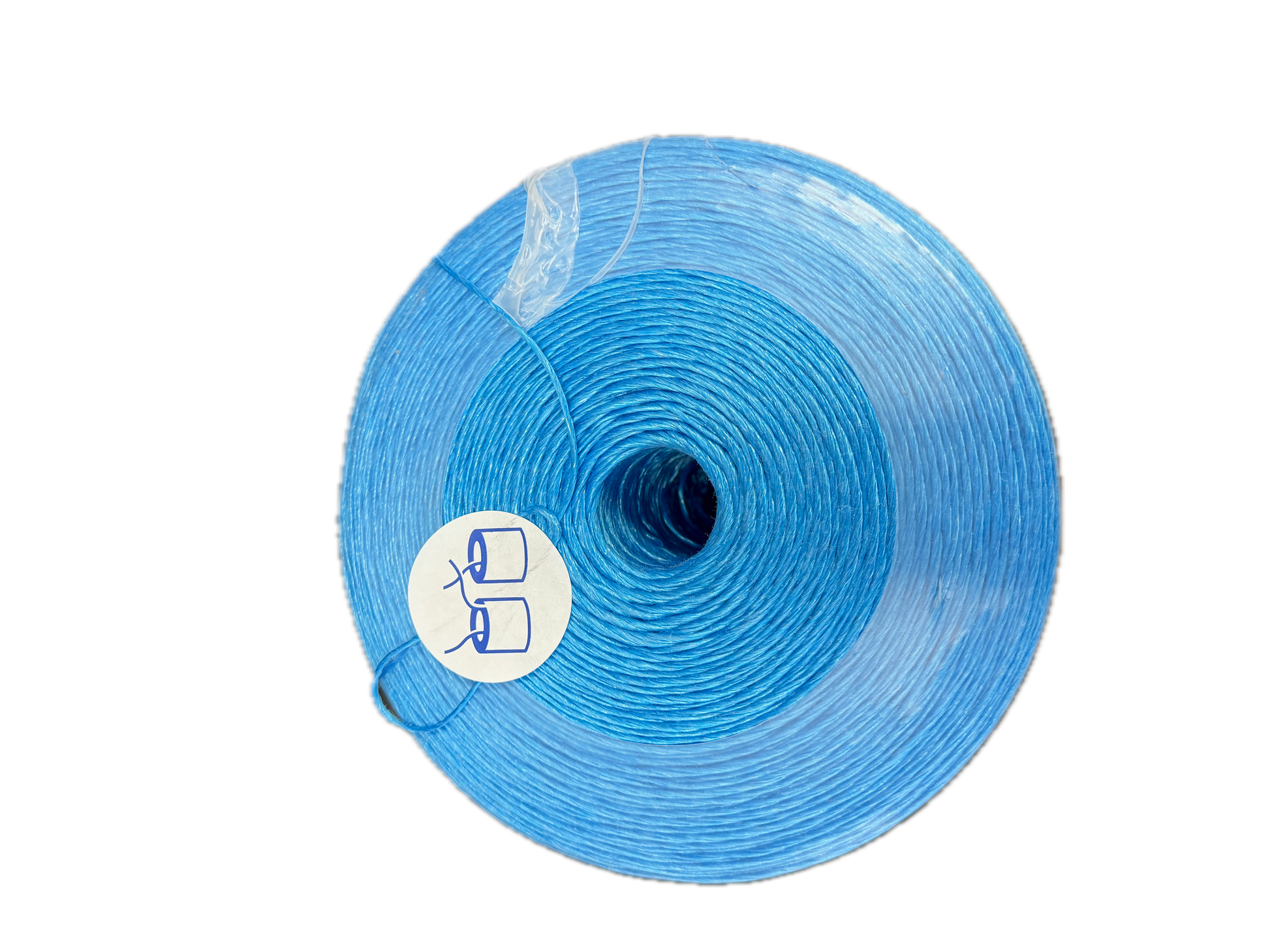 TYMATE Blue Polypropylene Horti Twine spool, back view, with label