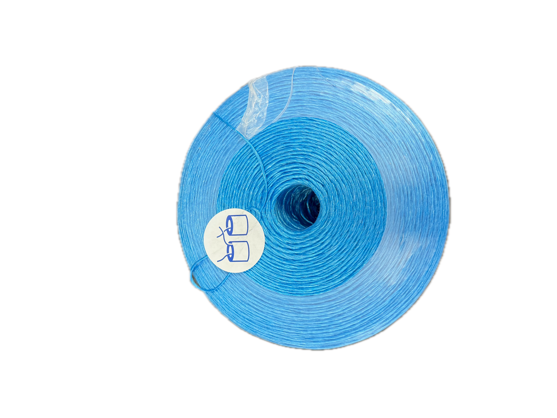 TYMATE Blue Polypropylene Horticultural Twine spool, back view, with label