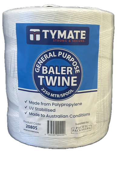 TYMATE General Purpose PP Baler Twine spool, back view, white twine
