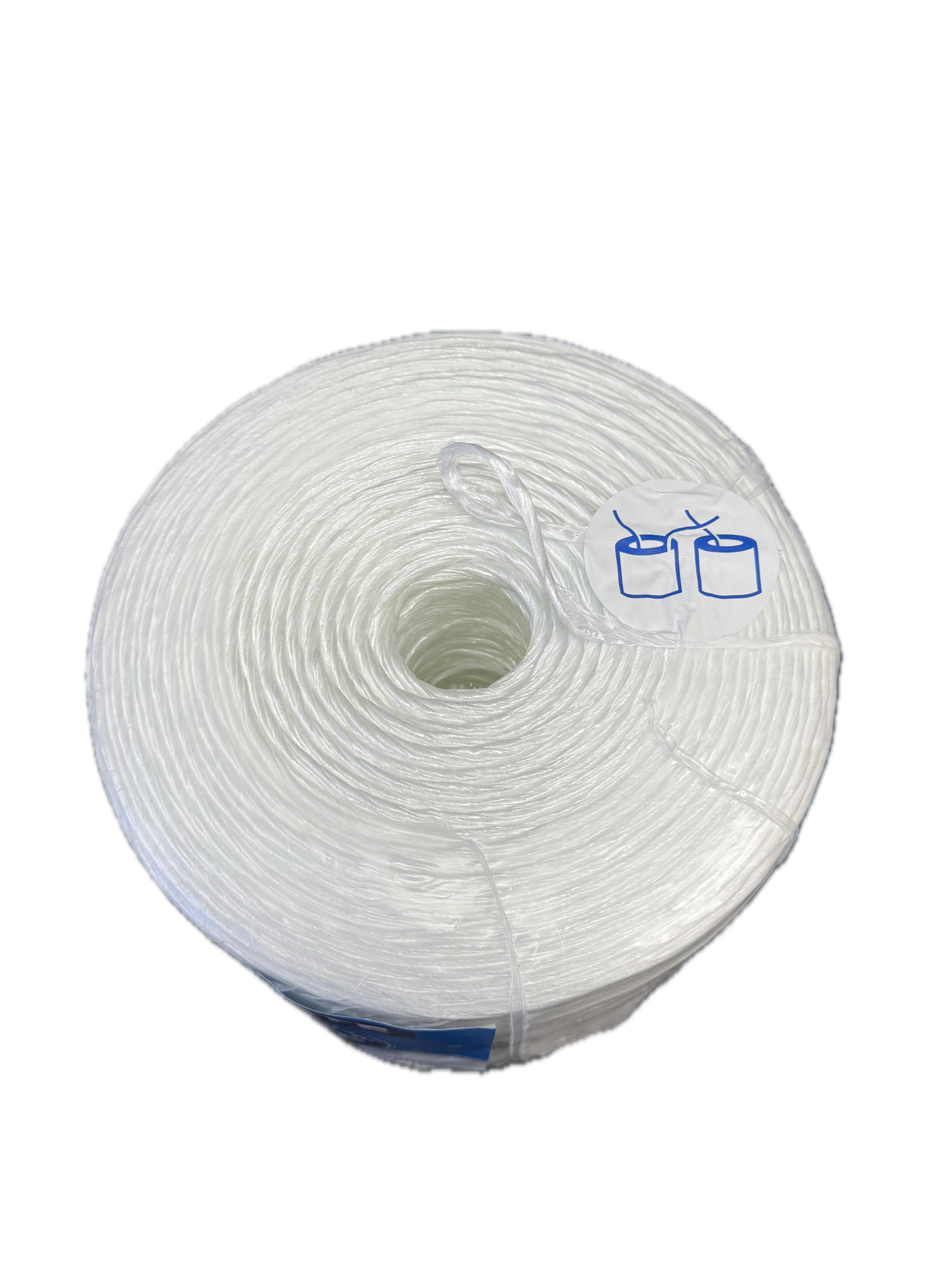 TYMATE General Purpose PP Baler Twine spool, back view, white twine
