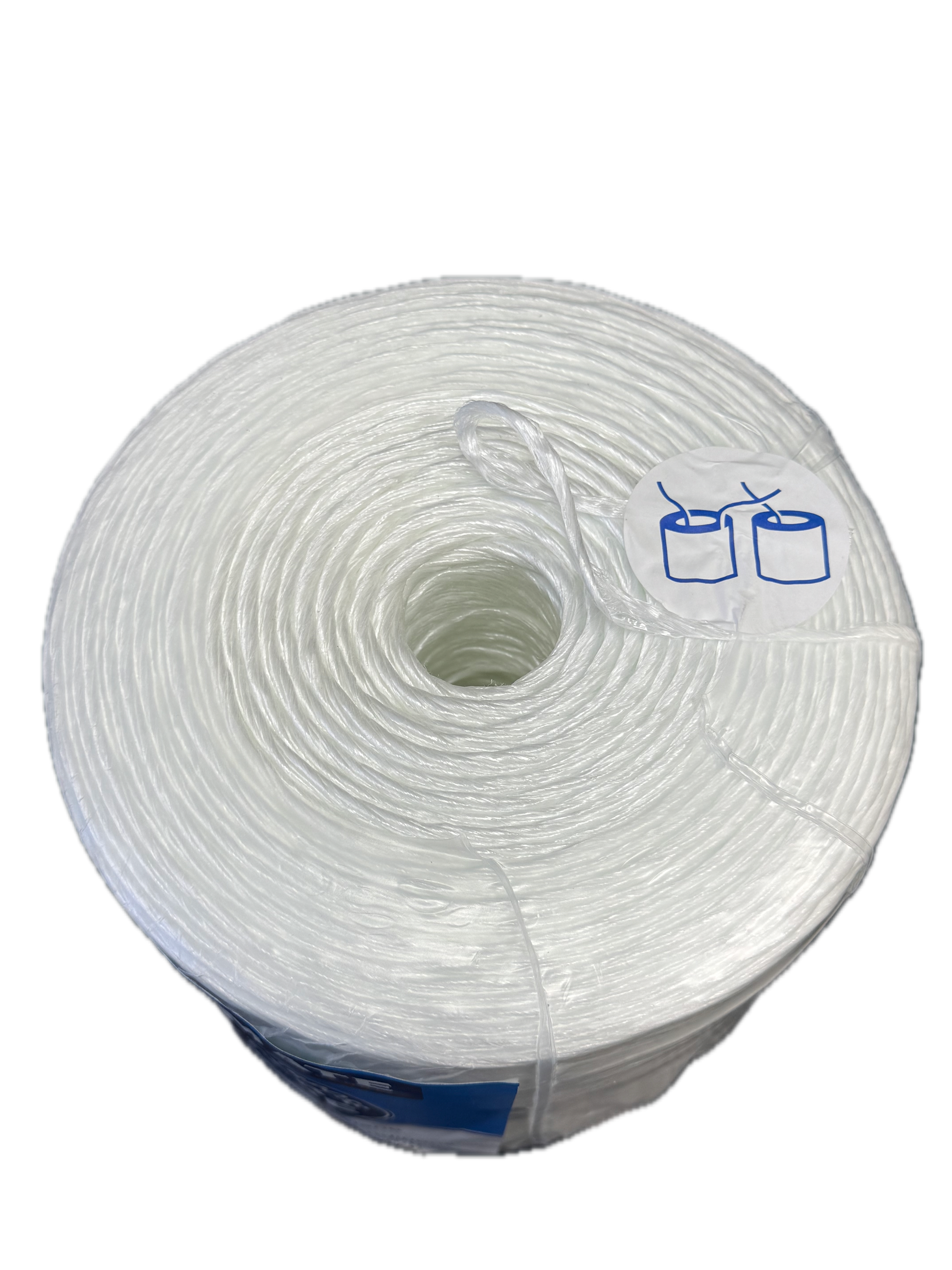 TYMATE General Purpose PP Baler Twine spool, back view, white twine