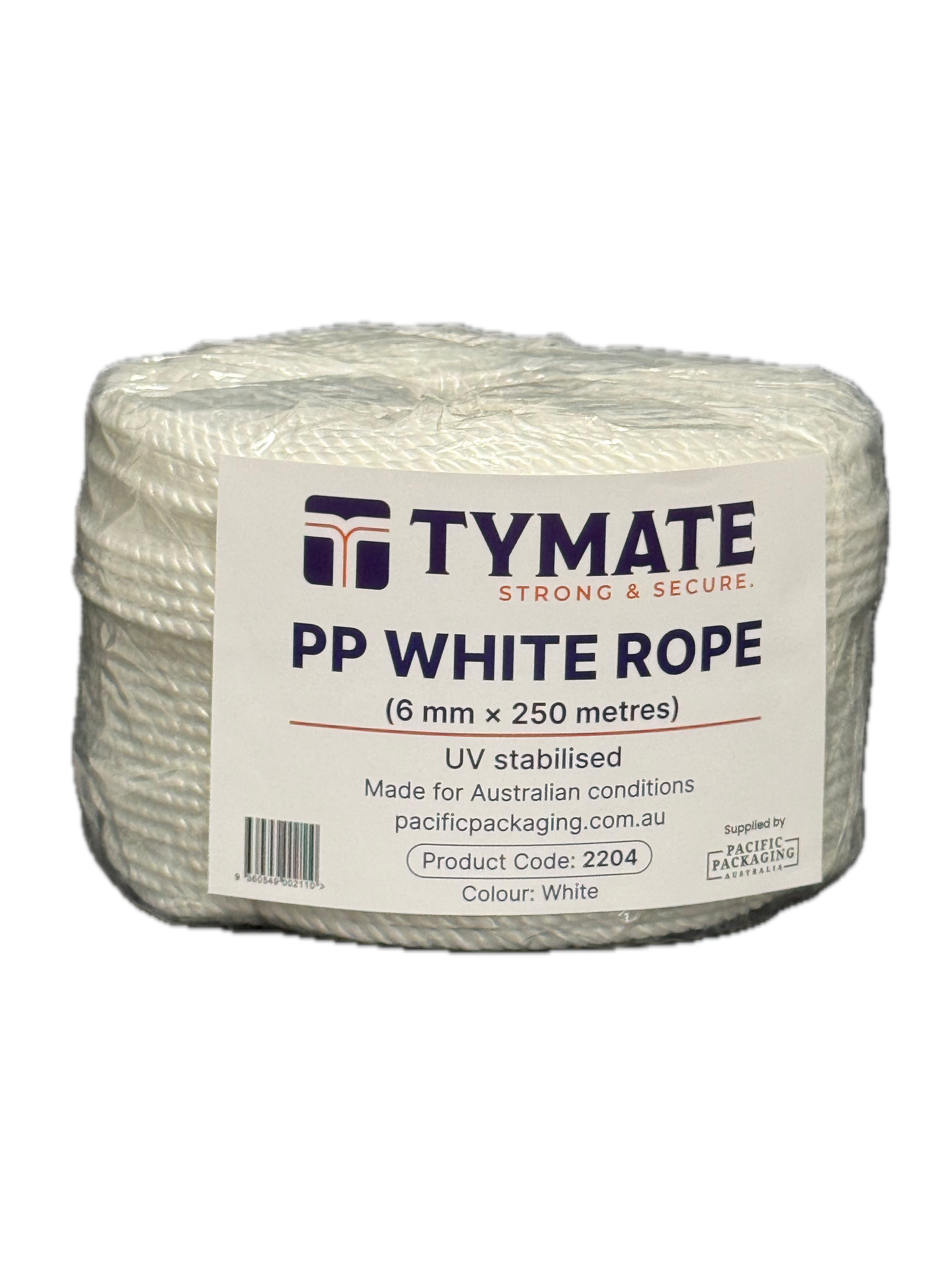 TYMATE White Polypropylene Rope 6MM x 250M – 3 Strand Coil