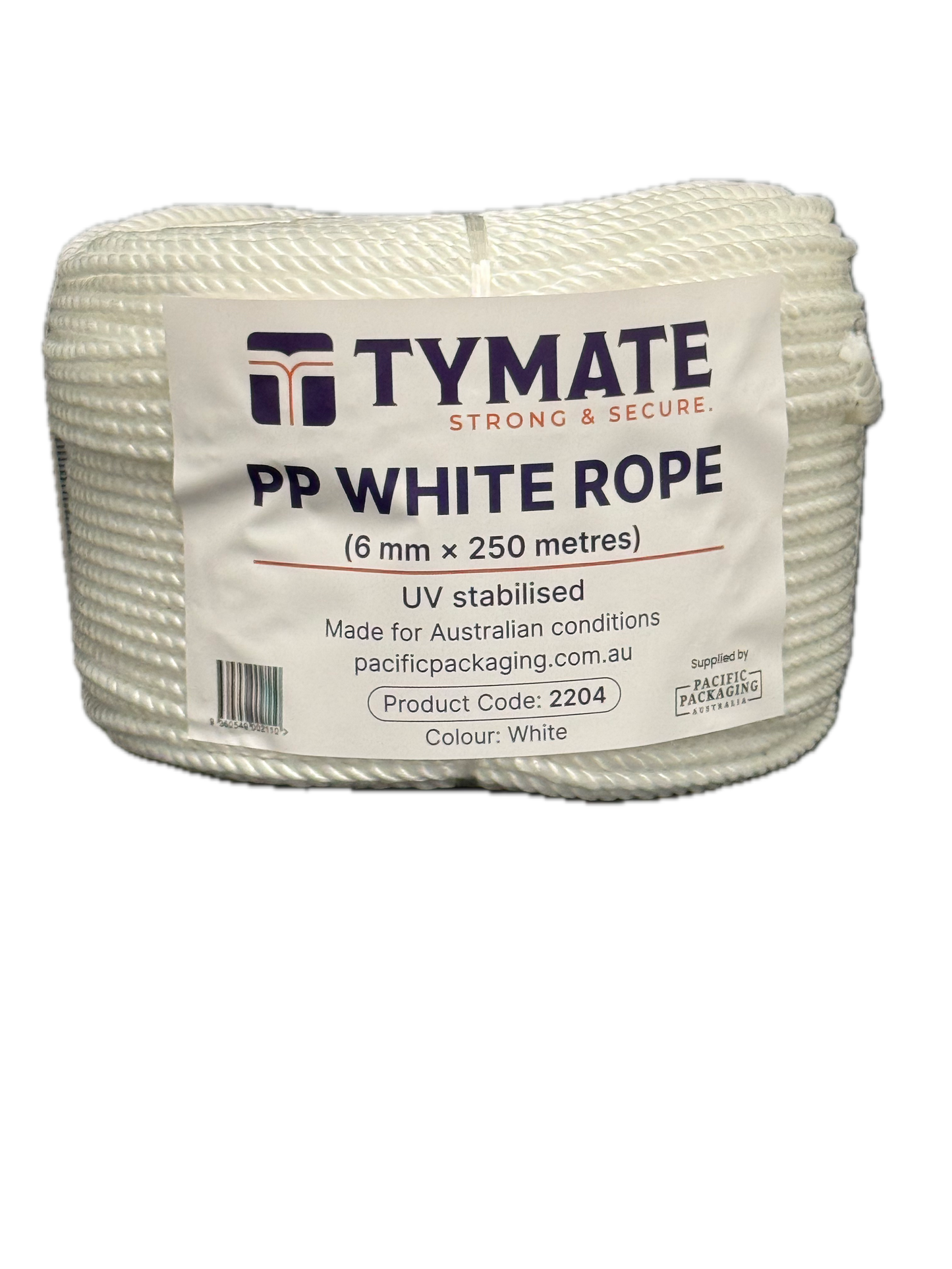 TYMATE White Polypropylene Rope 6MM x 250M – 3 Strand Coil