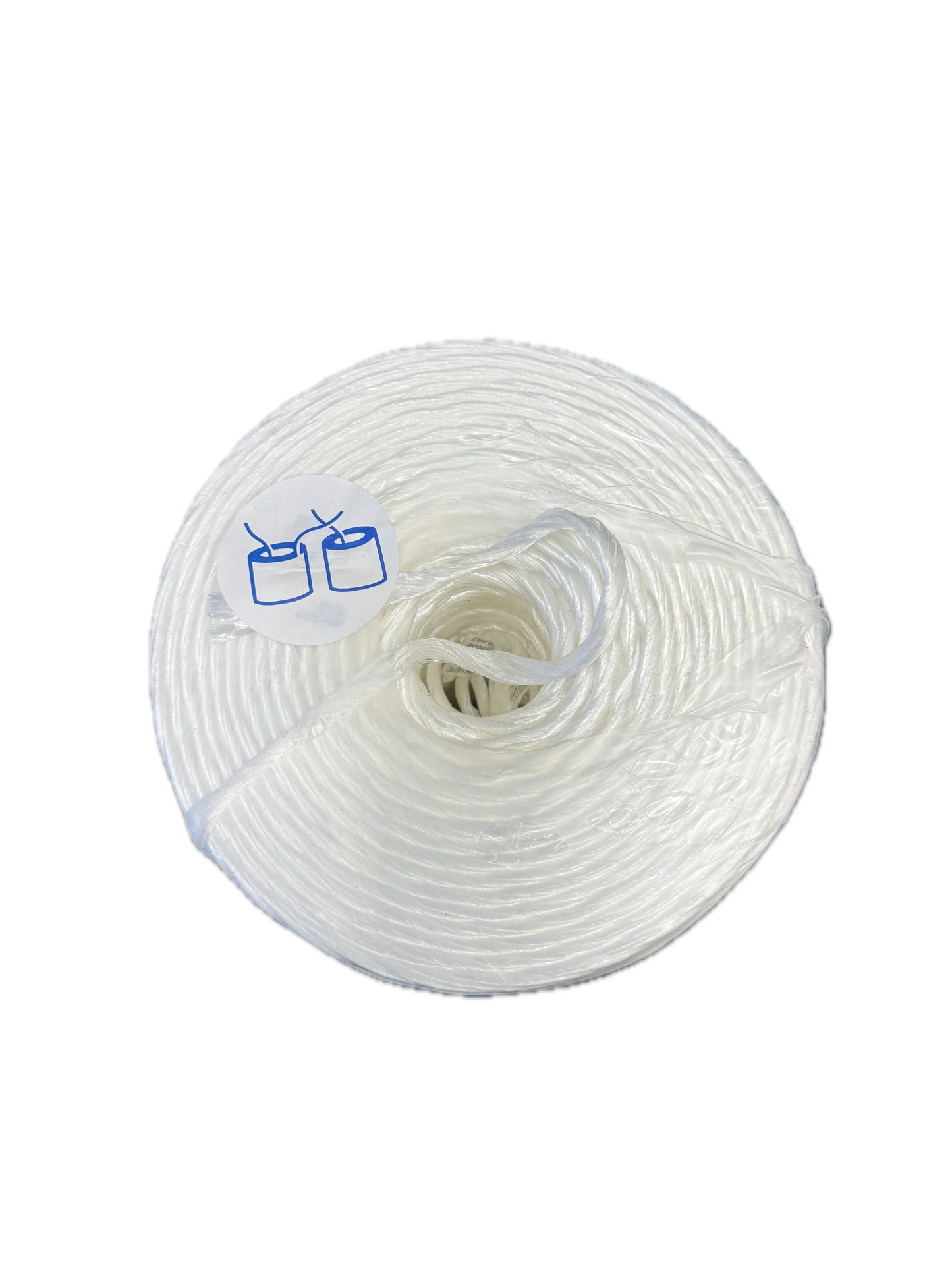 TYMATE Heavy Duty PP Twine, back view, white, coiled on a neutral background