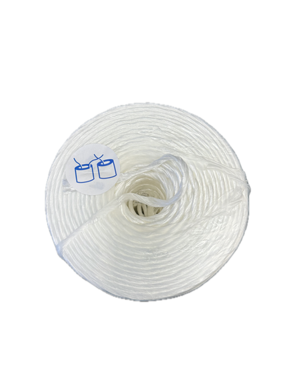 TYMATE Heavy Duty PP Twine, back view, white, coiled on a neutral background