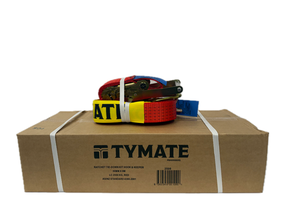 TYMATE Ratchet Tie Down 9m x 50mm LC 2500kg Hook & Keeper – Red