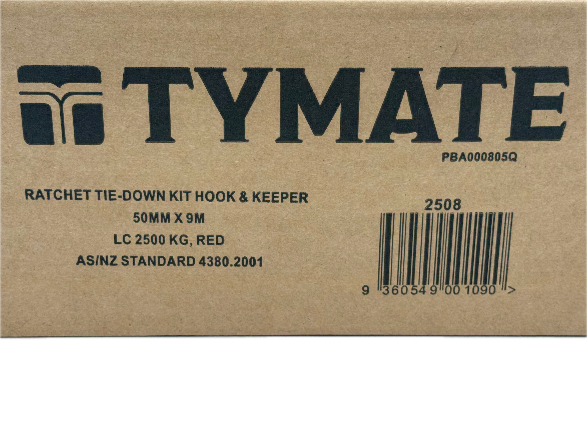 TYMATE Ratchet Tie Down 9m x 50mm LC 2500kg Hook & Keeper – Red