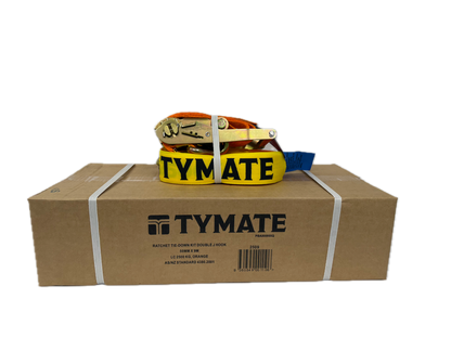 TYMATE Ratchet Tie Down 9m x 50mm LC 2500kg Double J Hooks – Orange